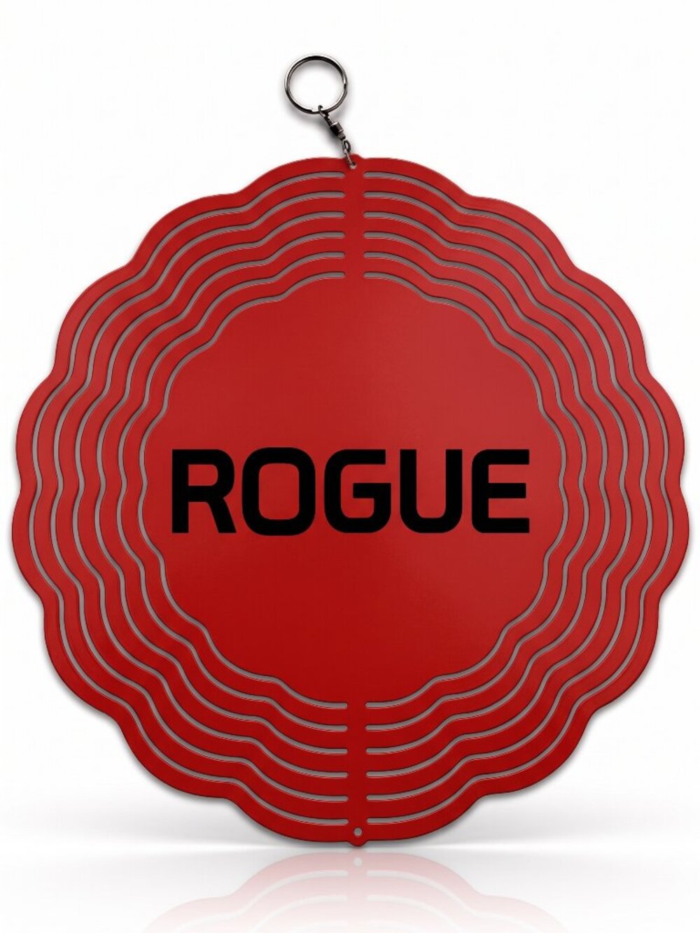 10" ROGUE Lettering Kinetic Wind Spinner - Red Metal Hanging Yard Decor